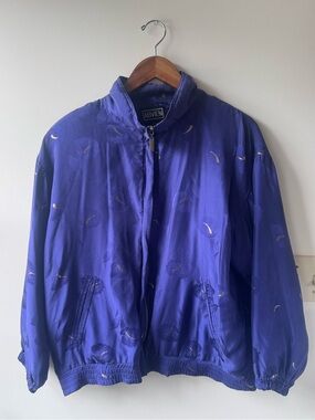Trending: Bomber Jackets.Vintage 80’s/90’s Women’s Purple SILK SHELL size Large